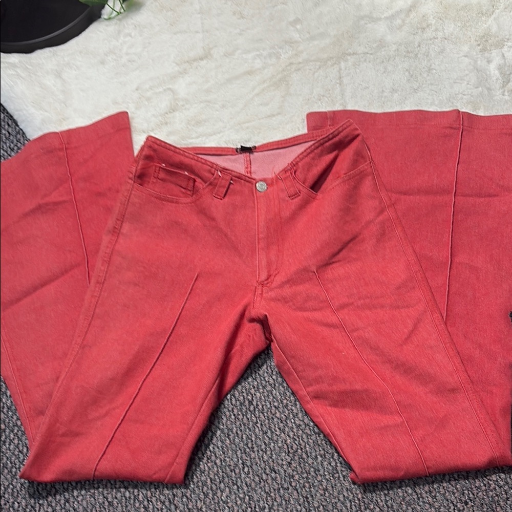 Vintage Stylish Red Flare Pants